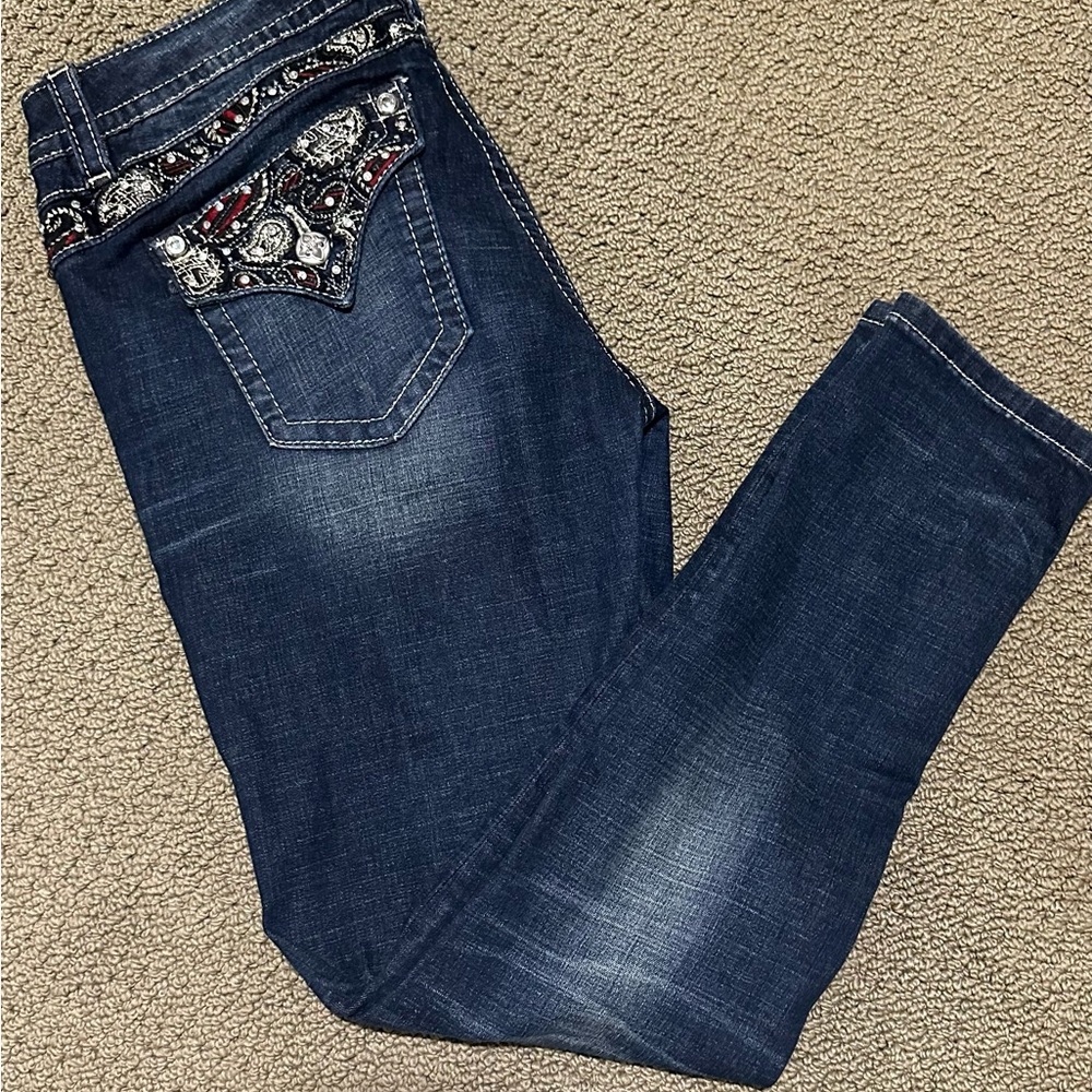 Miss Me Mid rise Jeans with Embellished Pockets